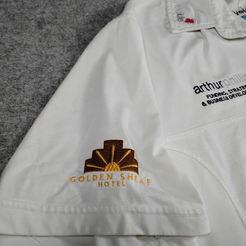 ISC Easts Cricket Mens White Short Sleeve Polo Shirt Sponsor Logos Size L - Picture 6 of 15